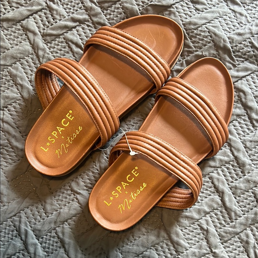 NWOT : L*Space Tan Multi-Strap Sandals - 8